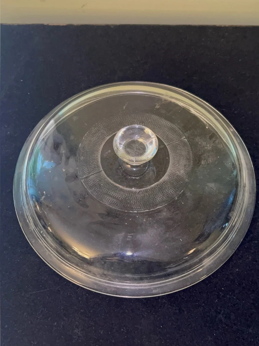 Vintage Glass Lid with Knob Top 8 inch diameter